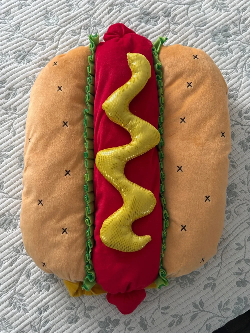 Hot Dog Doggy Costume — Red, Yellow, and Tan